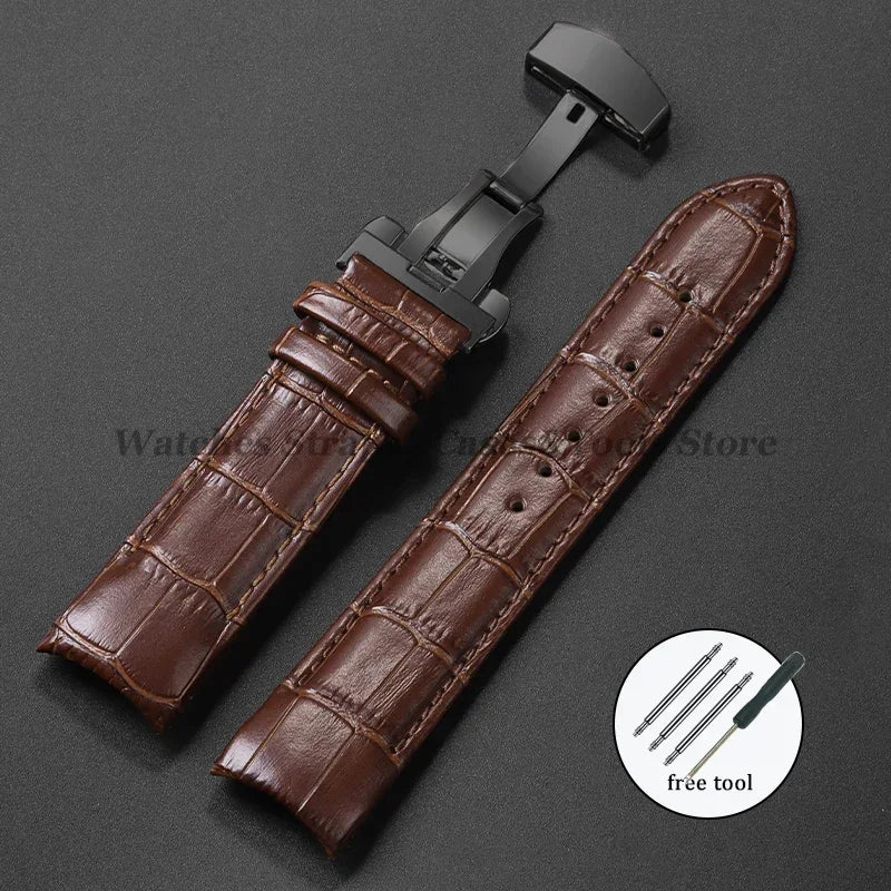 Calfskin Strap For Tissot T035 627/407/617 Genuine Leather Watch Band 22mm 23mm 24mm Butterfly Buckle Men Curved End Replacement