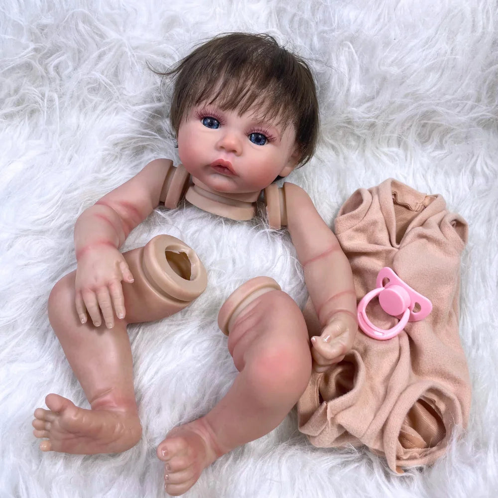 17″ Meadow Painted Reborn Doll Kit – 3D Skin, Rooted Hair & Cloth Body