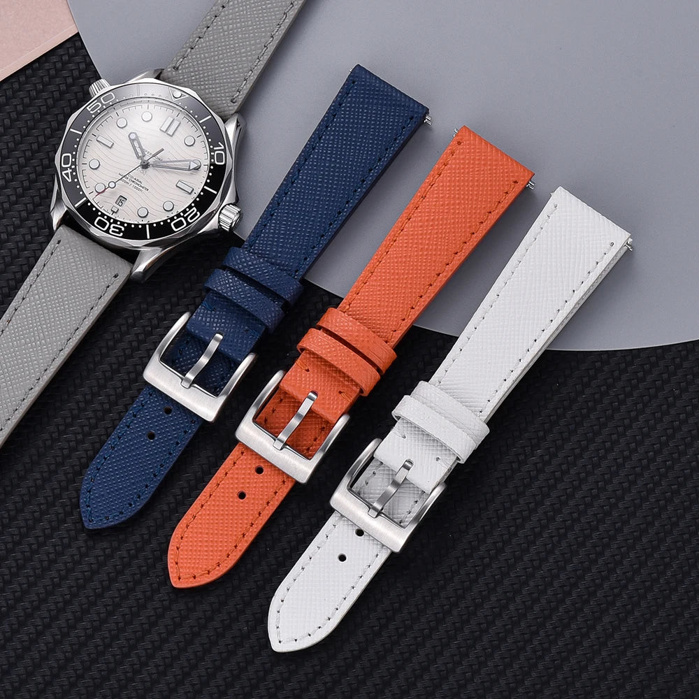 Premium Grade Quick Release Vintage Stitched Leather Watch Strap Saffiano Leather Watchbands 18mm 19mm 20mm 21mm 22mm 23mm 24mm