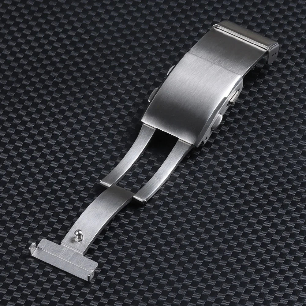 316L Stainless Steel Folding Watch Clasp (18/20/22mm, Brushed Silver)