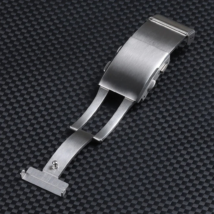 316L Stainless Steel Folding Watch Clasp (18/20/22mm, Brushed Silver)