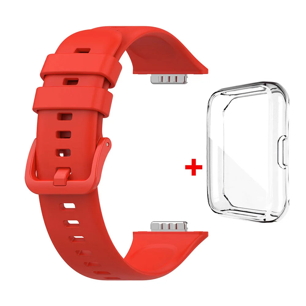 Silicone Strap with Transparent TPU Case for Huawei Watch Fit 2