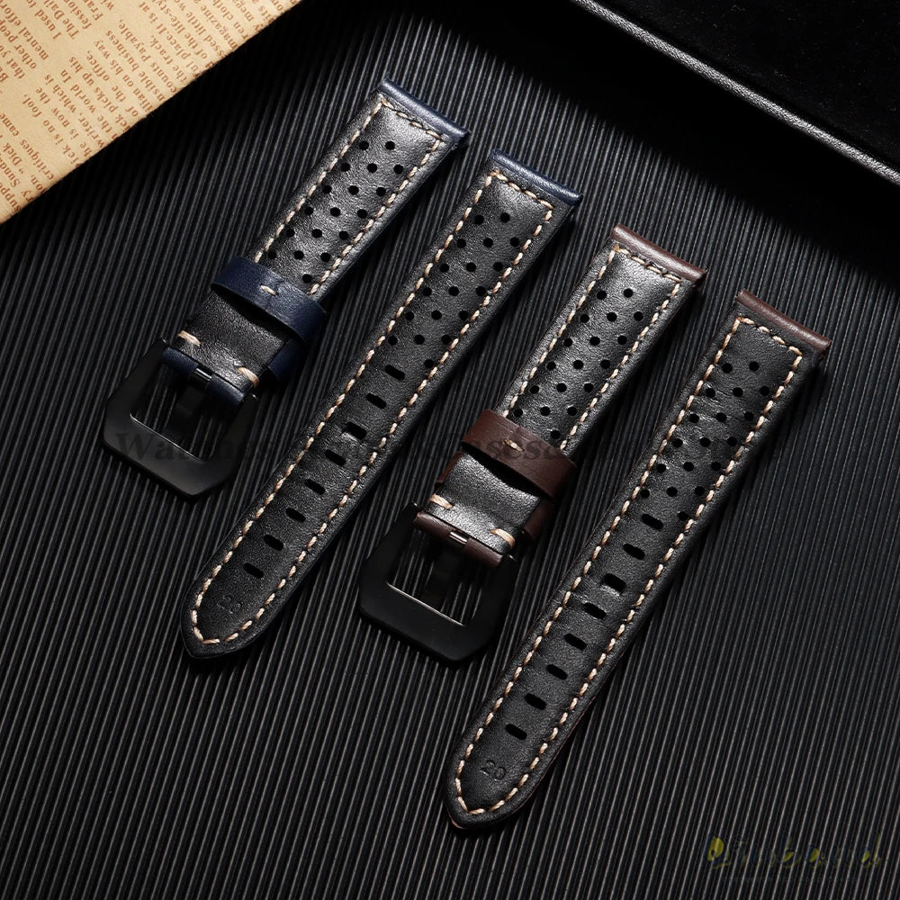 Handmade Cowhide Breathable Leather Watch Band 18mm 20mm 22mm 24mm 26mm for Panerai for Omega Men's Strap Watchband Accessories
