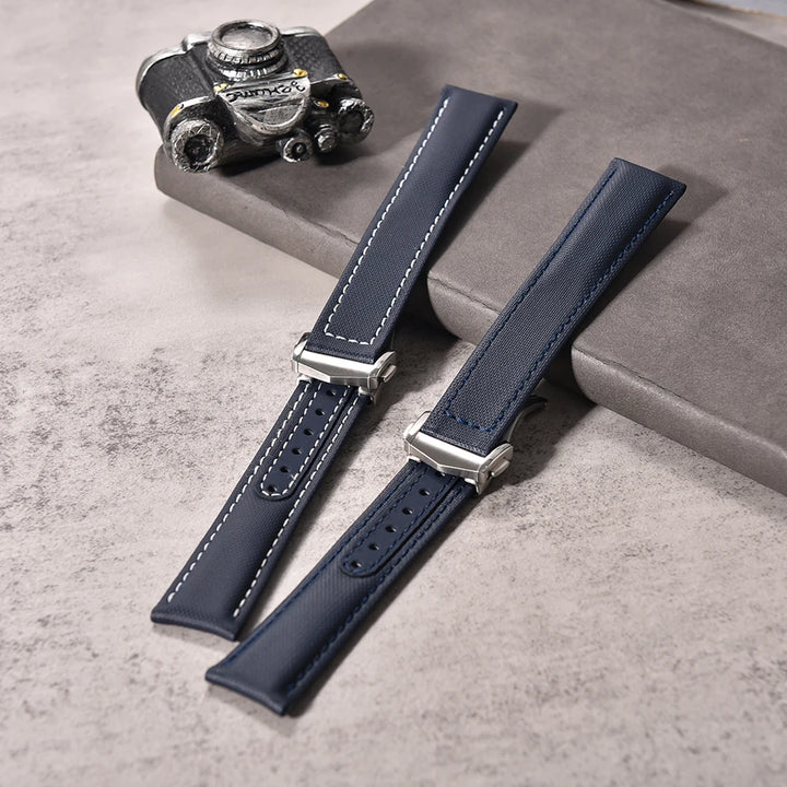 NATOBELT FKM Rubber Leather Sailcloth Watch Strap Quick Release Watchband 20mm 22mm For Omega/Rolex/MoonSwatch/Seiko