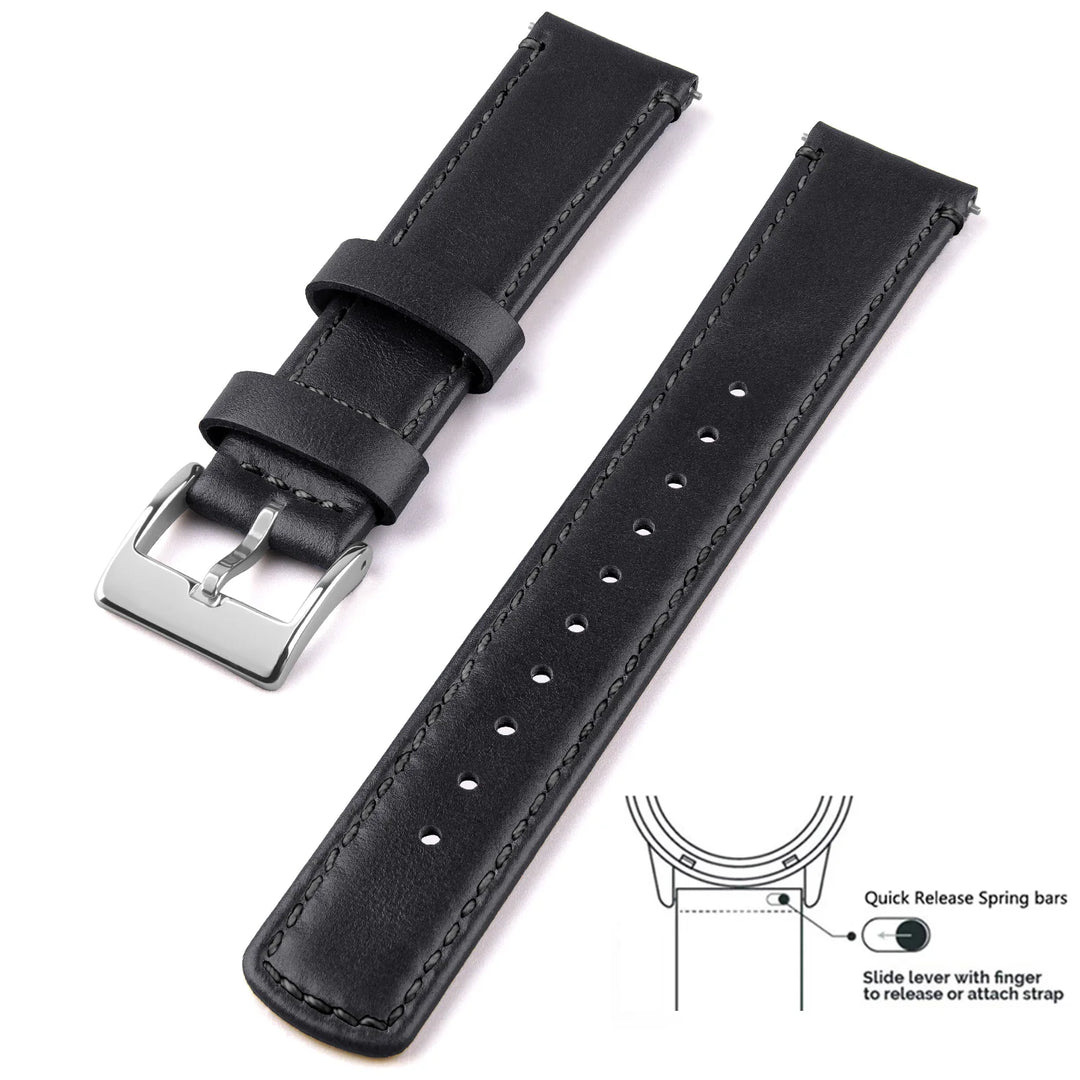 Top Grain Genuine Leather Quick Release Watch Band 20–22mm for Samsung Galaxy Watch
