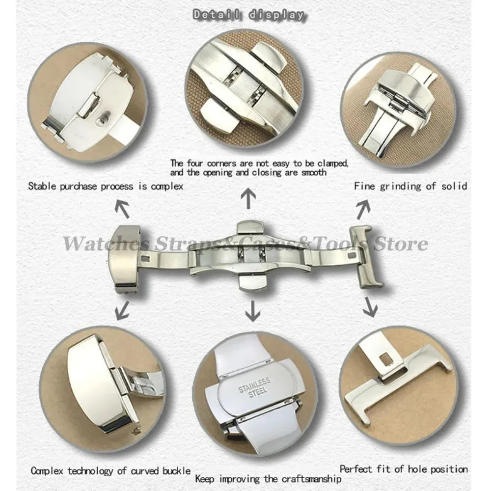 Stainless Steel Butterfly Clasp – Polished & Matte, 10–22mm