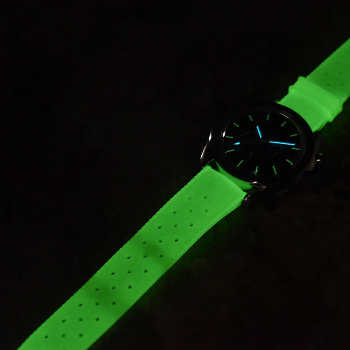 Premium Fluororubber 20–22mm Quick Release Tropical Glow Watch Strap – Flat End Universal Fit