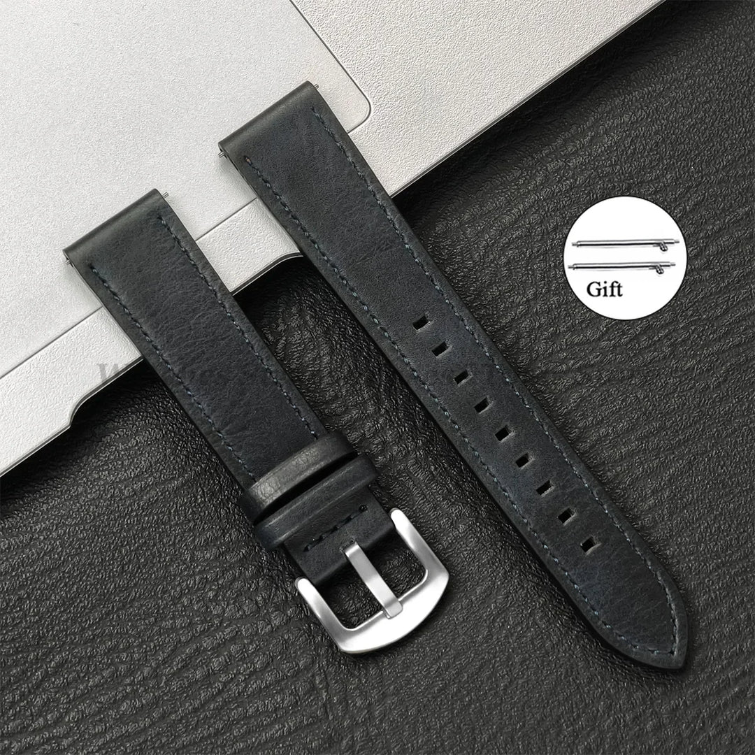 Leather Strap for Samsung Galaxy & Huawei Watches – Vintage Brown (20/22mm)