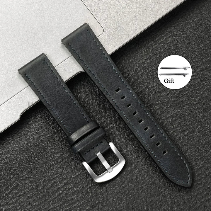 Leather Strap for Samsung Galaxy & Huawei Watches – Vintage Brown (20/22mm)