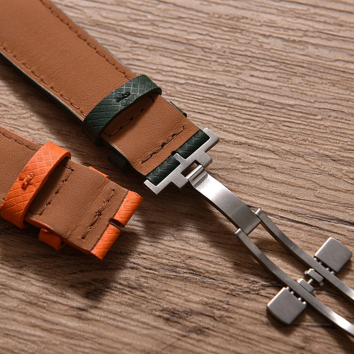 New Design 18mm 19mm 20mm 22mm Sailcloth Strap FKM TOP+Leather Base Rubber Watch Bands Perfectly Matched With Any Brand of Watch