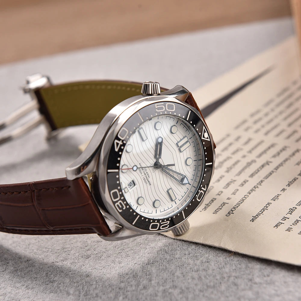 19 20 21 22mm Calfskin Leather Watch Strap For Omega 007 Seamaster 300 Speedmaster Folding Buckle Band Bracelet Accessories Men