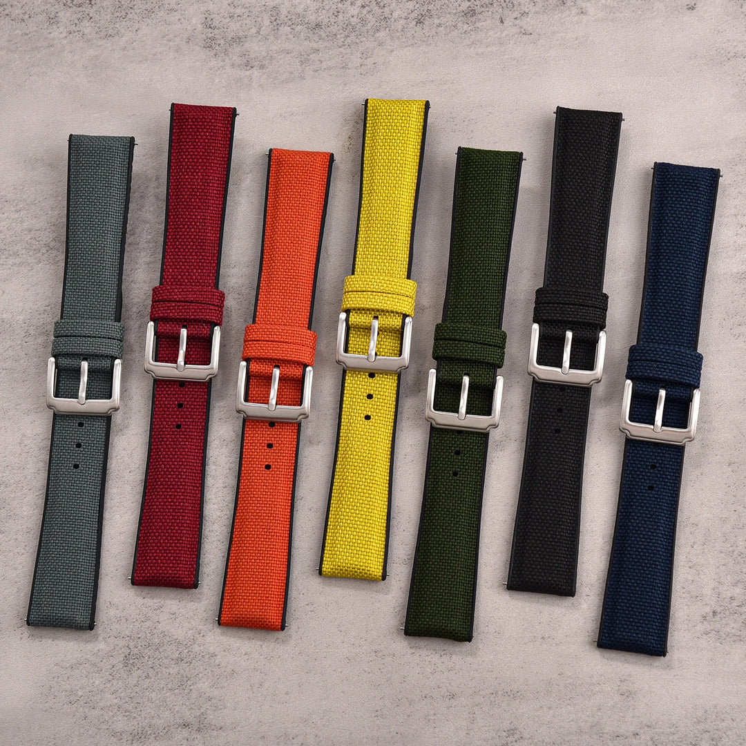 Quality Sailcloth Watch Strap18/19/ 20/21/22mm Silicone Rubber Watchband Nylon Qucik Release Fabric Bracelet Universal Wristbelt