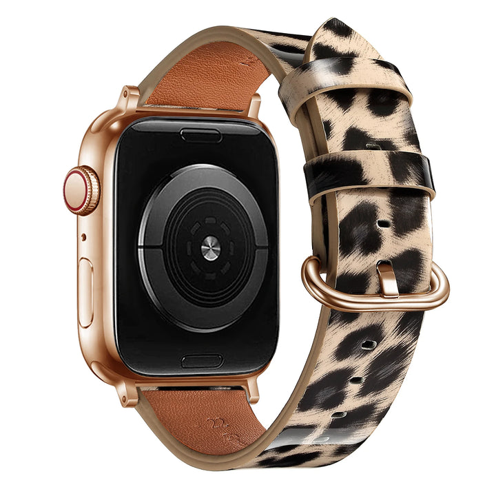 Leopard Leather Apple Watch Band for Women 38–49mm