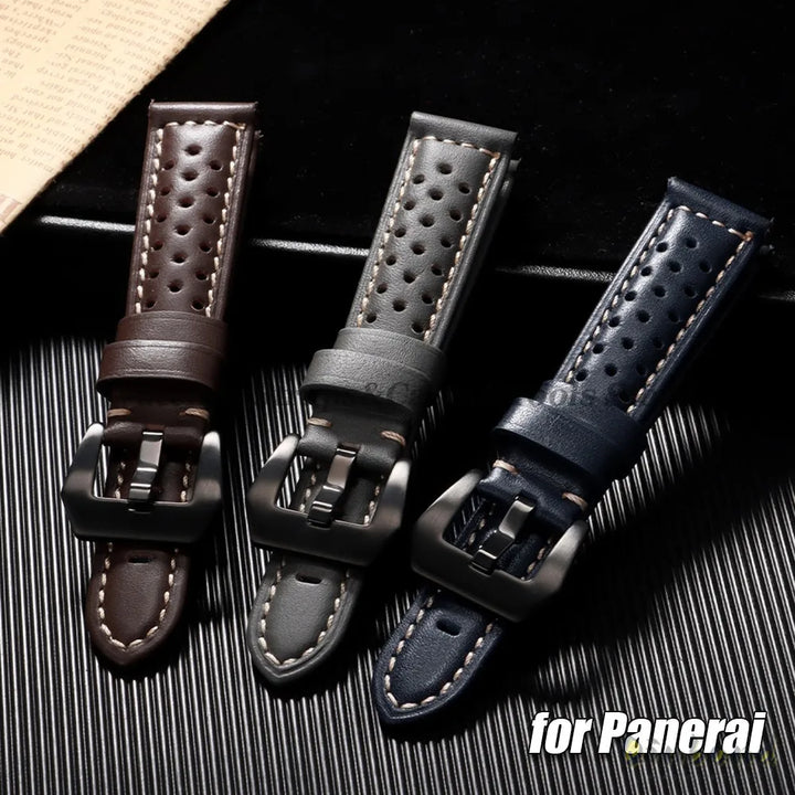 Handmade Cowhide Breathable Leather Watch Band 18mm 20mm 22mm 24mm 26mm for Panerai for Omega Men's Strap Watchband Accessories