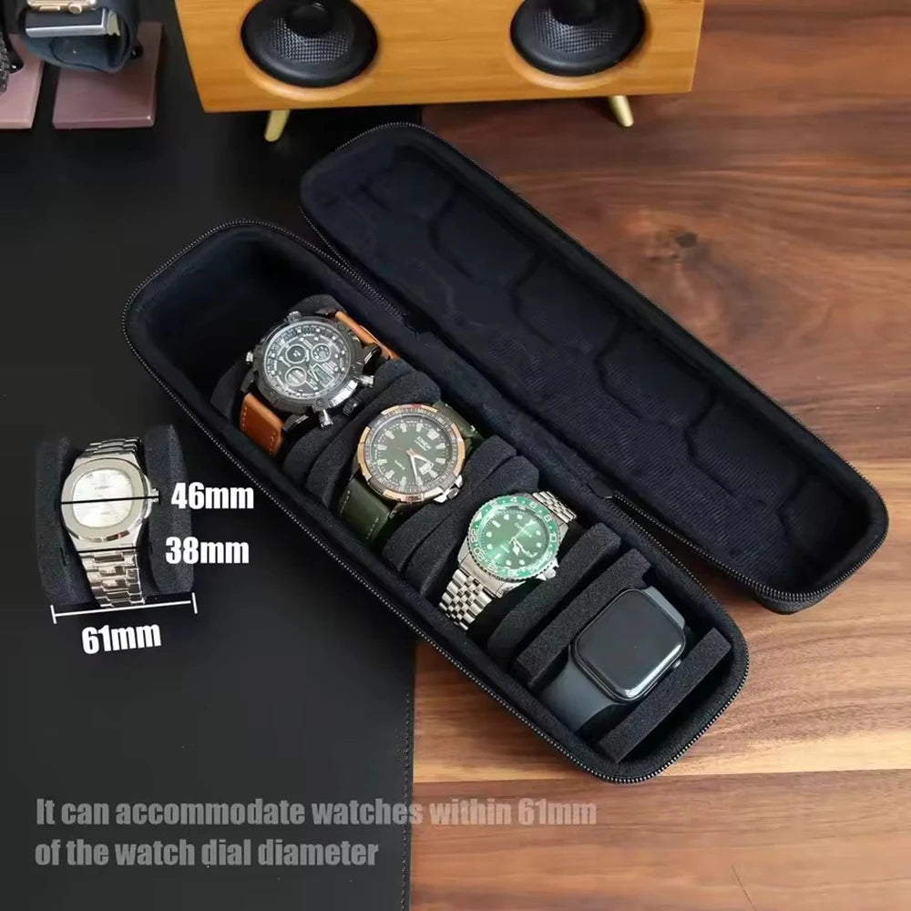 JUELONG Black Elegant Watch Box Organizer Portable Travel Case For Men and Women Ideal For Wristwatches & Smart Watches Collect