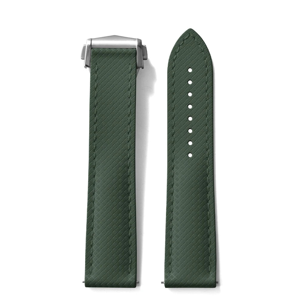 JUELONG Original Soft FKM Rubber Watch Strap 20mm 22mm Tropical Texture Perfect Fit Flat End Universal Quick Release Watch Strap