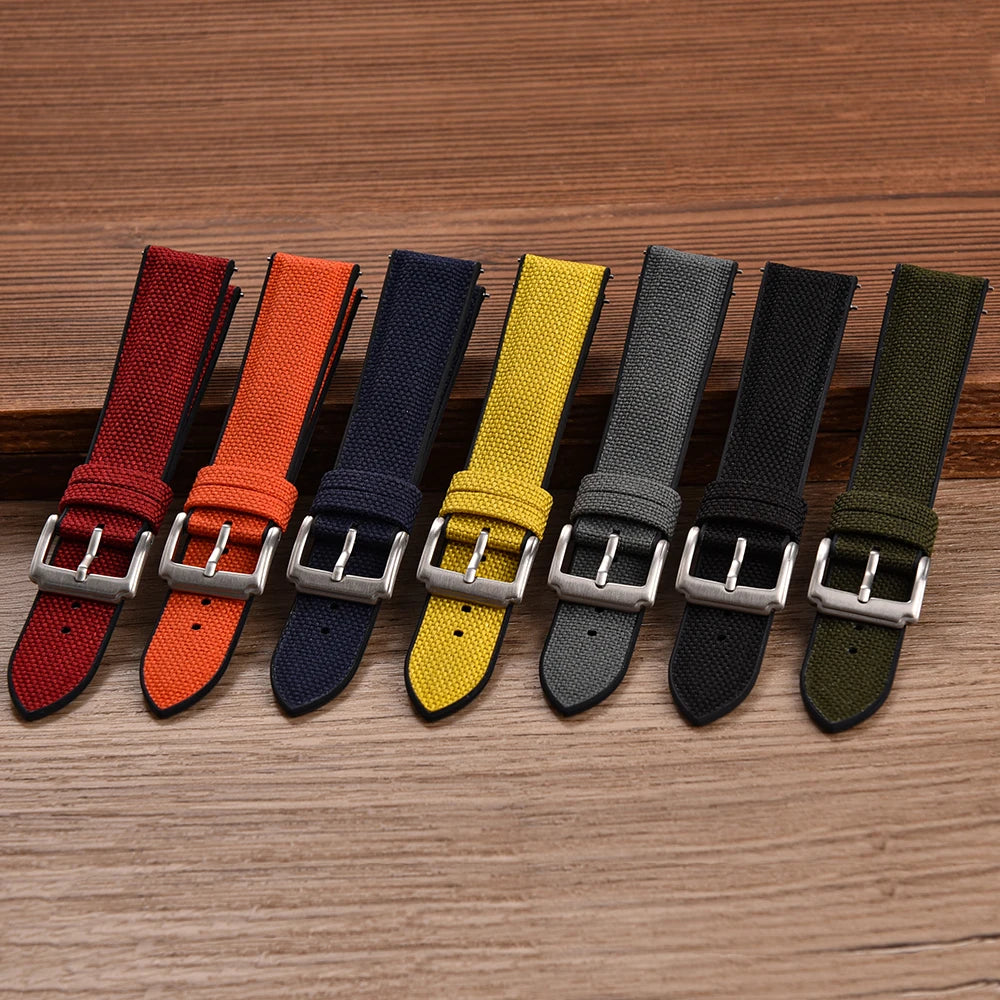 JUELONG New Design Sailcloth Rubber Strap Quick Release Waterproof Watch Bands 18mm 19mm 20mm 21mm 22mm Canvas Nylon Wristband