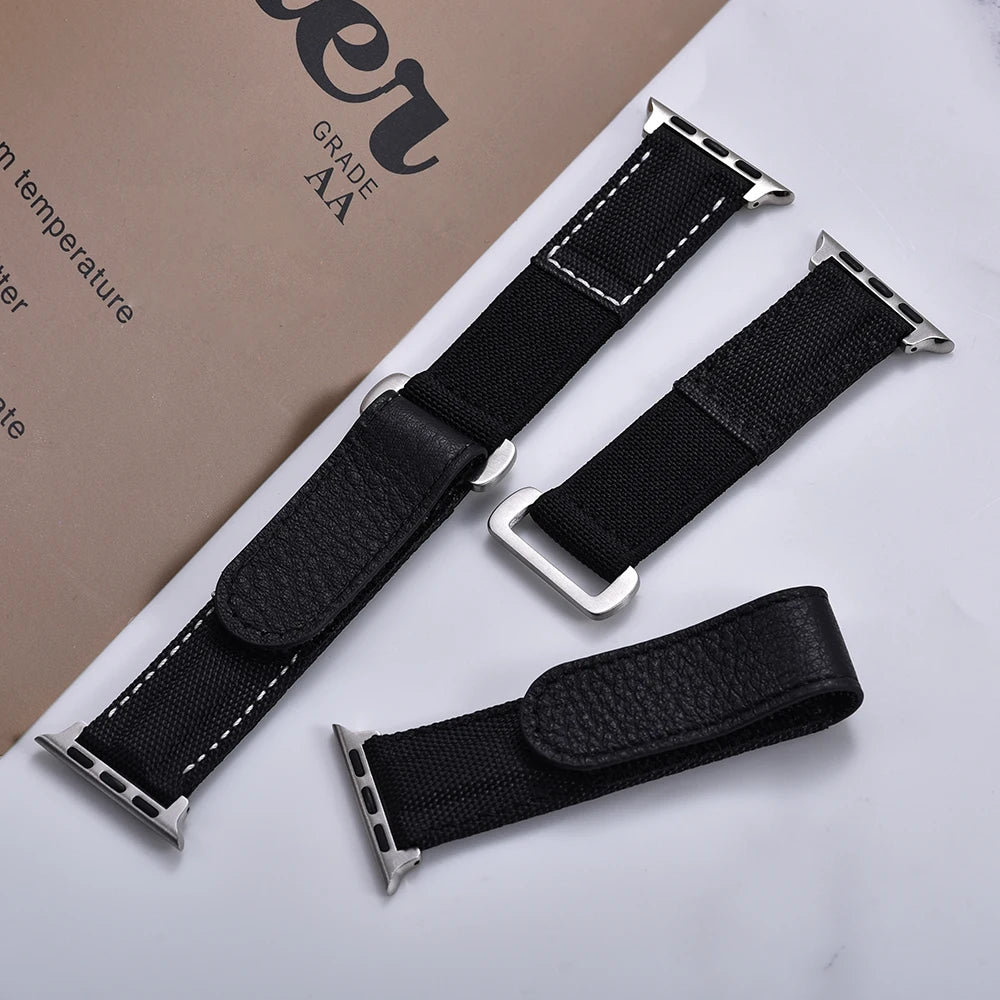 Braided Nylon Solo Loop For Apple Watch Band 45mm Ultra 2 49mm 38mm 44mm 40 41mm 42mm Leather Bracelet Series 10 9 8 7 5 se Belt