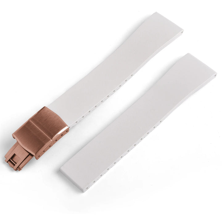 JUELONG CTS FKM Rubber Watch Strap 16–22mm Quick Release with Rose Gold Butterfly Buckle