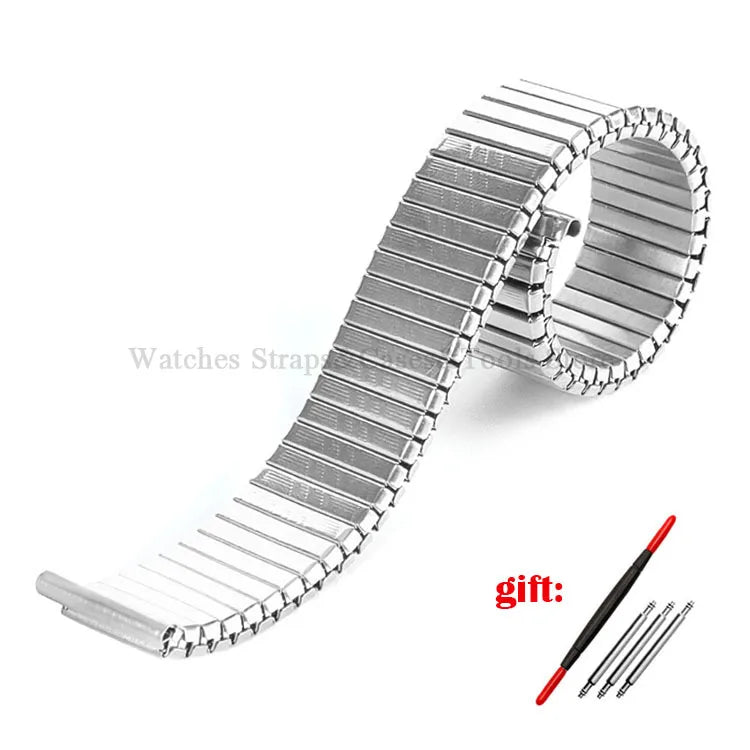Stainless Steel Elastic Stretch Watch Strap – 12–20mm, Expansion Band