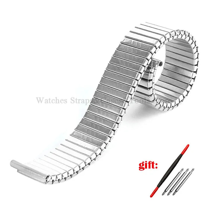 Stainless Steel Elastic Stretch Watch Strap – 12–20mm, Expansion Band