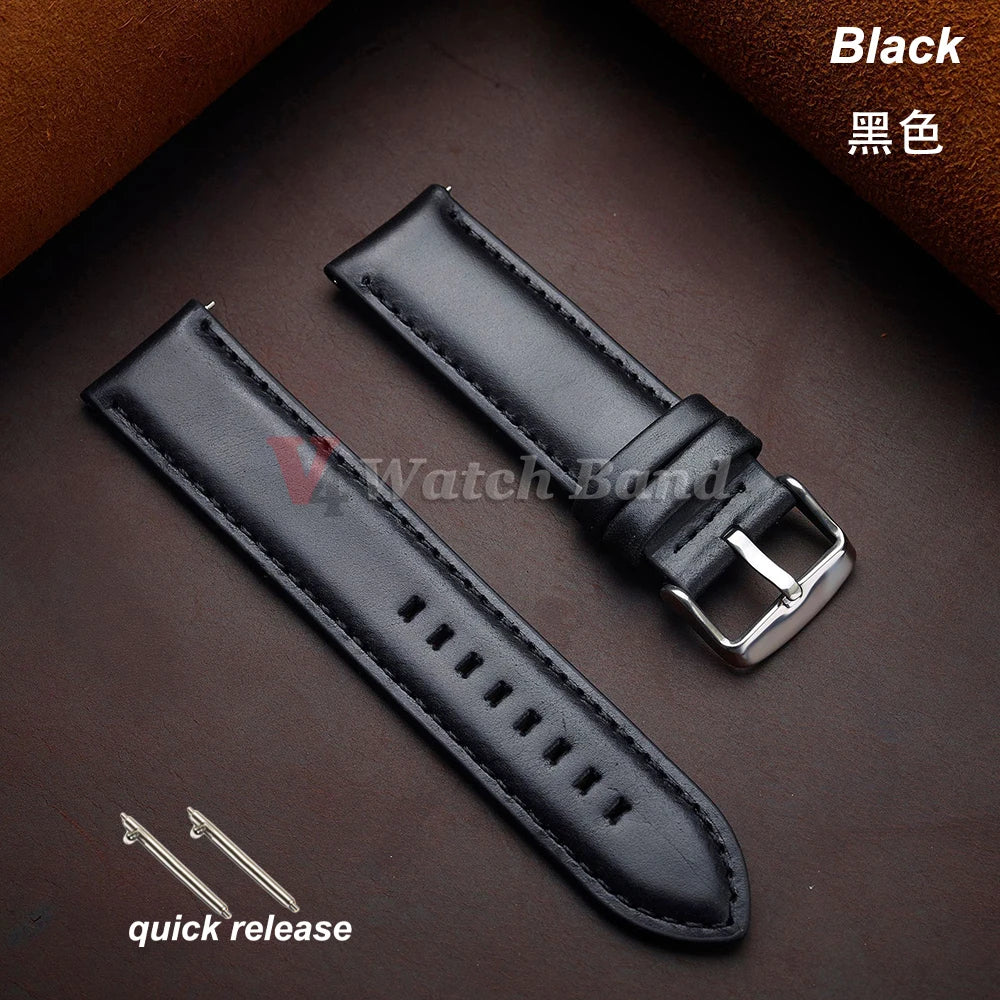 Gold Pin Buckle Brown Cowhide Leather Watch Strap – 18-26mm