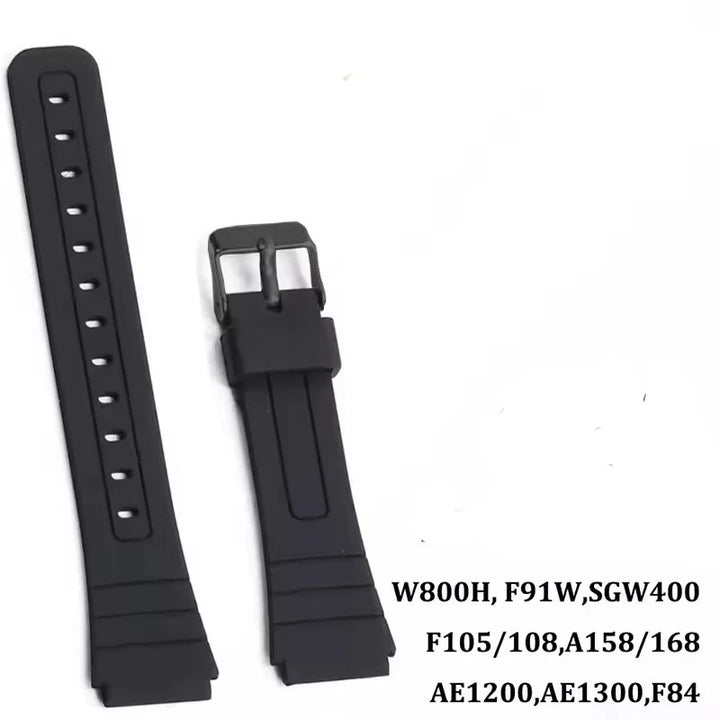 Silicone Watch Strap for CASIO F91W & W-800H Series – 18mm