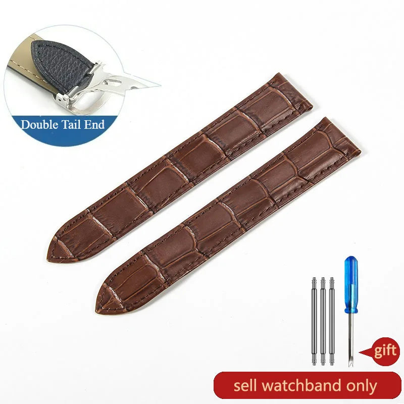 Genuine Leather Cartier Tank Solo Watch Strap 17–25mm (Brown & Black,