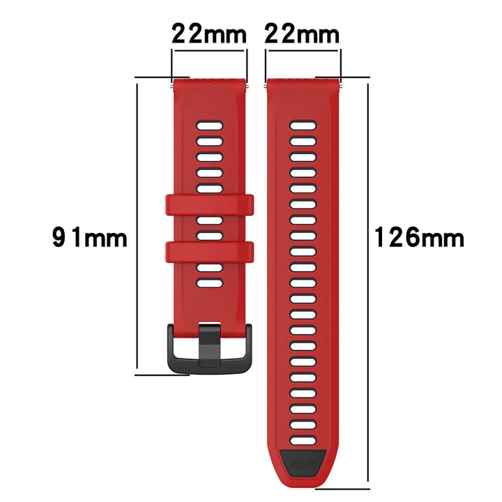 Two-Tone Silicone Watch Strap 18–22mm for Garmin Forerunner & Vivoactive 5