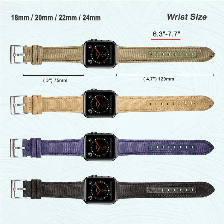 Hemsut Canvas Quick-Release Nylon Watch Strap (18-24mm)