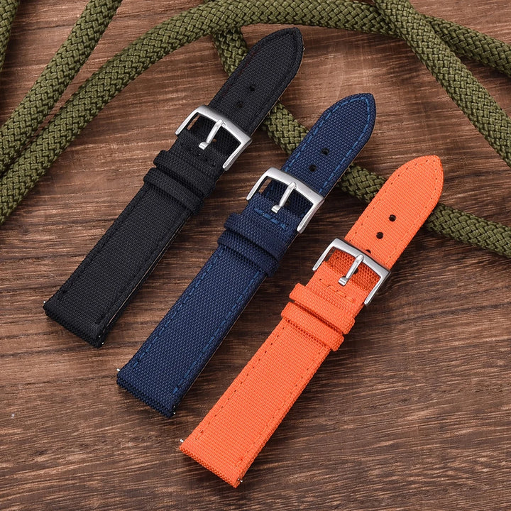 NATOBELT High Quality Canvas Nylon Leather Quick Release Sailcloth Watch Strap 18mm 20mm 22mm Replacement Watchbands