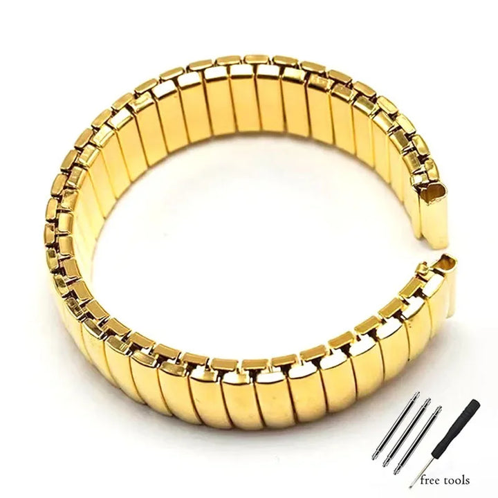 12 14 16 18 20 22mm Stainless Steel Elastic Strap Polished Band Metal Bracelet Watch Accessories for Samsung Watch3/4/5/6