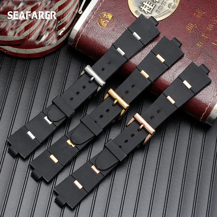 Black Rubber Replacement Watch Strap for BVLGARI (22/24mm)
