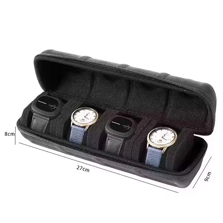 JUELONG Black Elegant Watch Box Organizer Portable Travel Case For Men and Women Ideal For Wristwatches & Smart Watches Collect