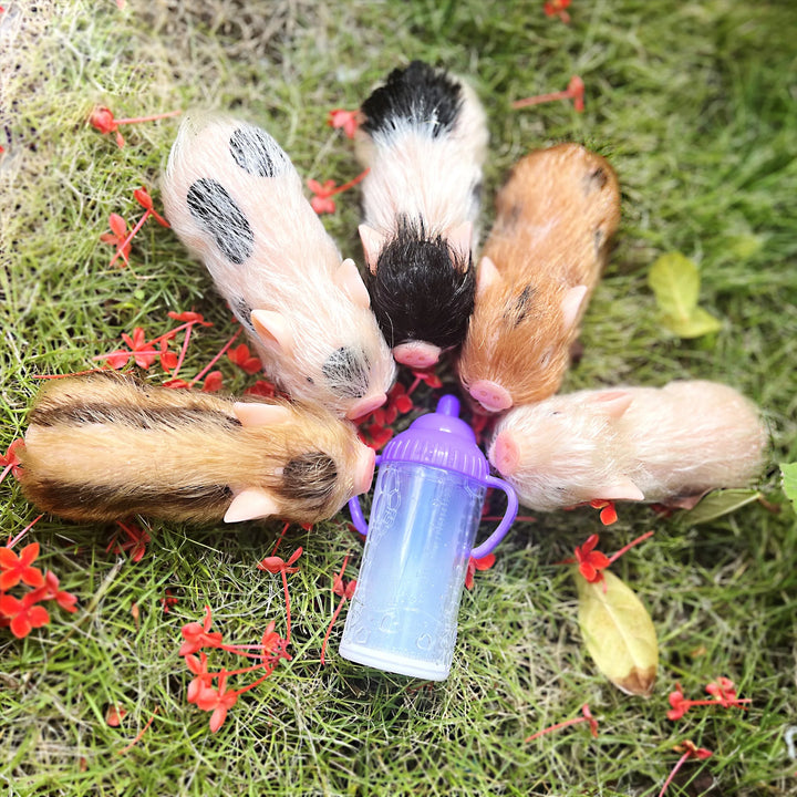 12 cm Mini Silicone Reborn Piglet Doll + 3 Outfits