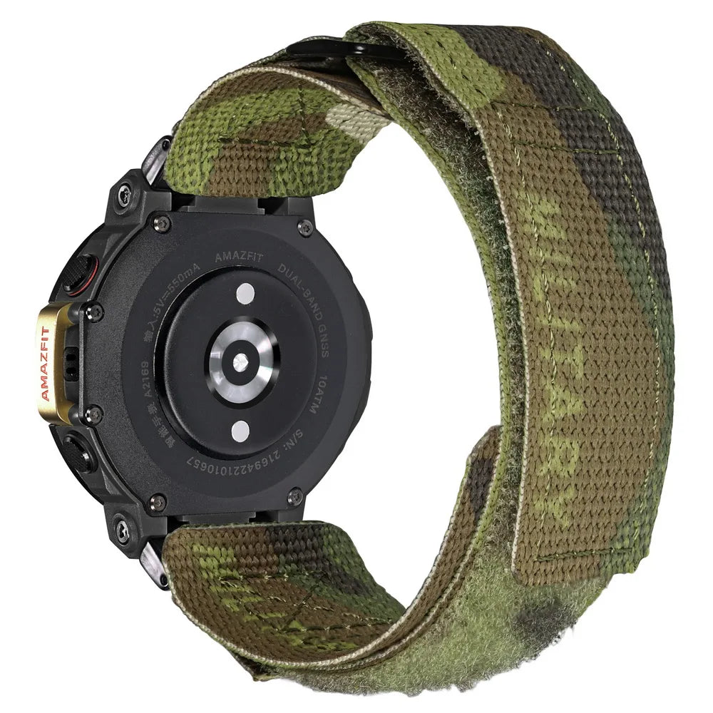 Hemsut Watch Bands For Huami Amazfit T-Rex 2/T-Rex 3/Pro Millitary Camouflage Nylon Sports Strap With Woven Loop Design