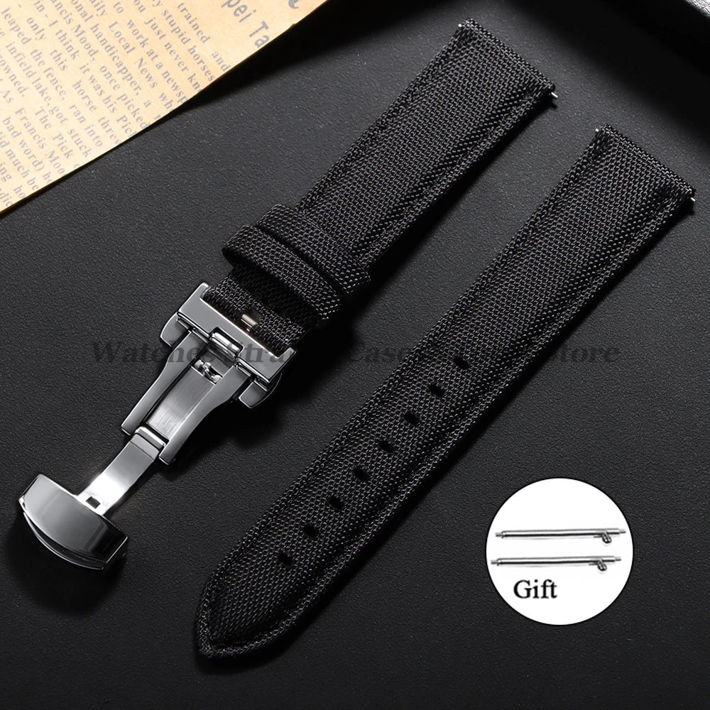 Sailcloth Nylon Watch Strap – 20-22mm Butterfly Buckle