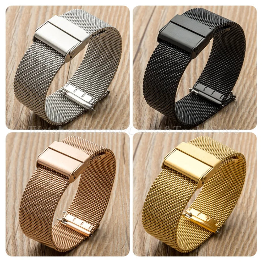 0.6mm Mesh Watch Band for DW for Omega Milanese Stainless Steel Strap Men Quick Release Bracelet 12/14/16/17/18/19/20/21/22/24mm