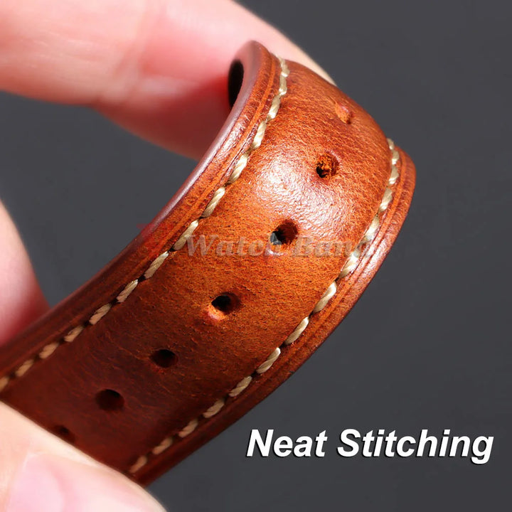 Vintage Oil Wax Leather Watch Strap – 18-22mm Brown for Samsung Galaxy