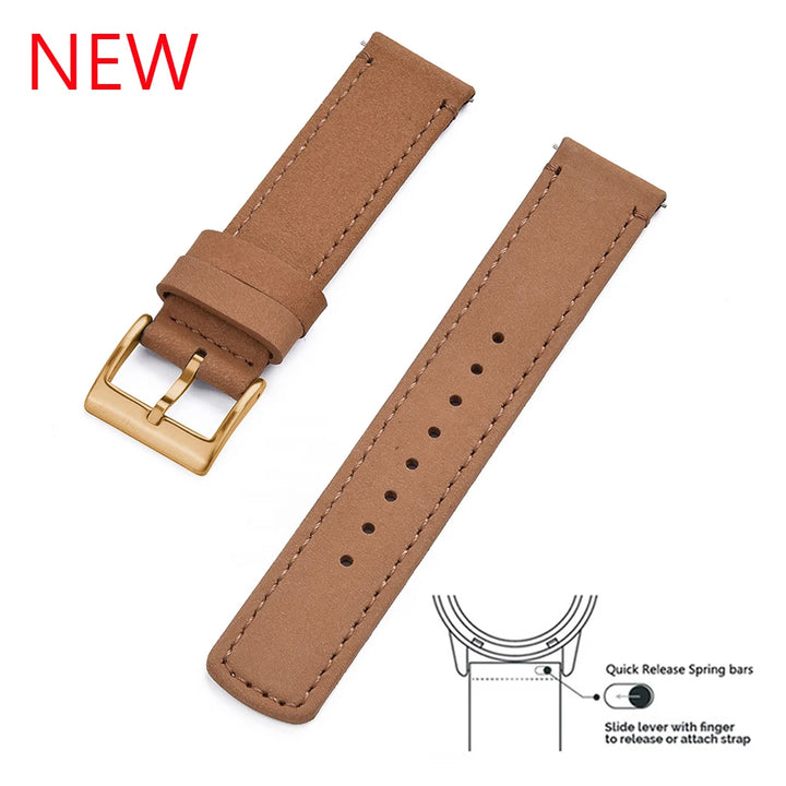 JUELONG Premium Leather Watch Strap 20mm 22mm With Quick Release Watch Bands Black Silver Buckle For Men's Watches Accessories
