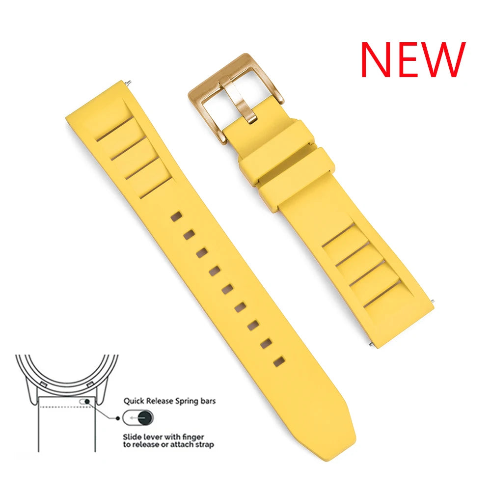 Premium Fluoro Rubber Watch Band Quick Release FKM Rubber Watch Strap 20mm 22mm Watch Strap Watch Replacement Watchband