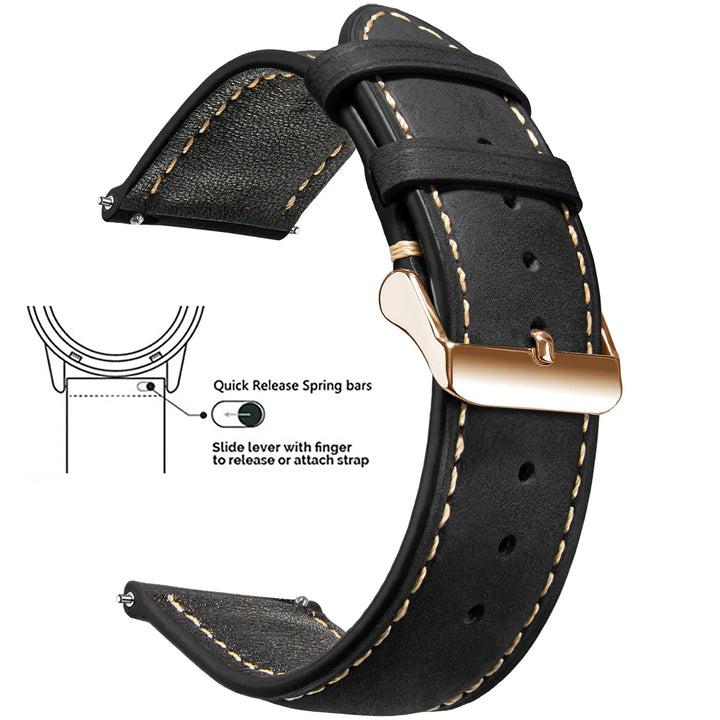 Wax Vintage Leather Watch Strap 14–24mm