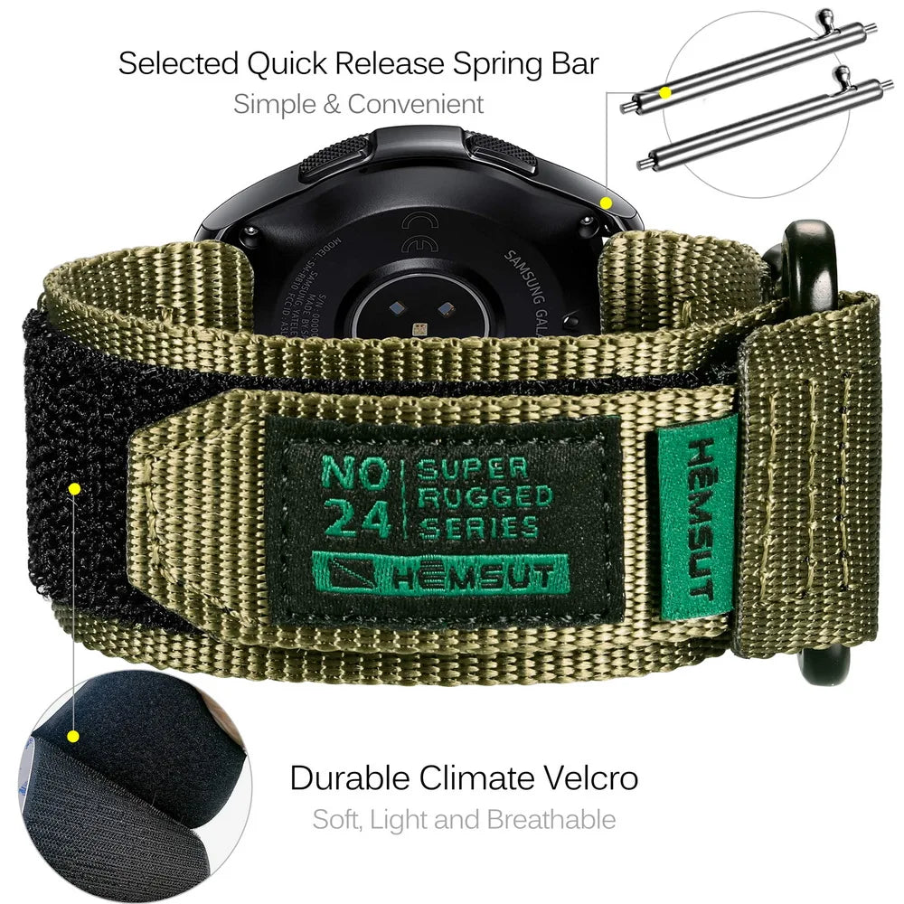 HEMSUT Nylon Sport Military Quick-Release Strap for Samsung Galaxy Watch (20-22mm)