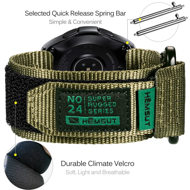 HEMSUT Nylon Sport Military Quick-Release Strap for Samsung Galaxy Watch (20-22mm)