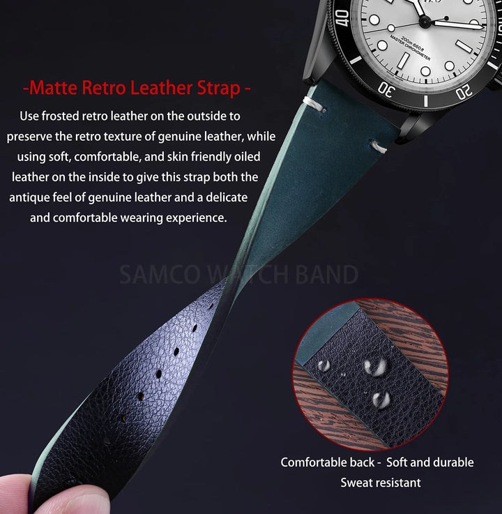 Vintage Top-Grain Leather Watch Strap (18–24mm)