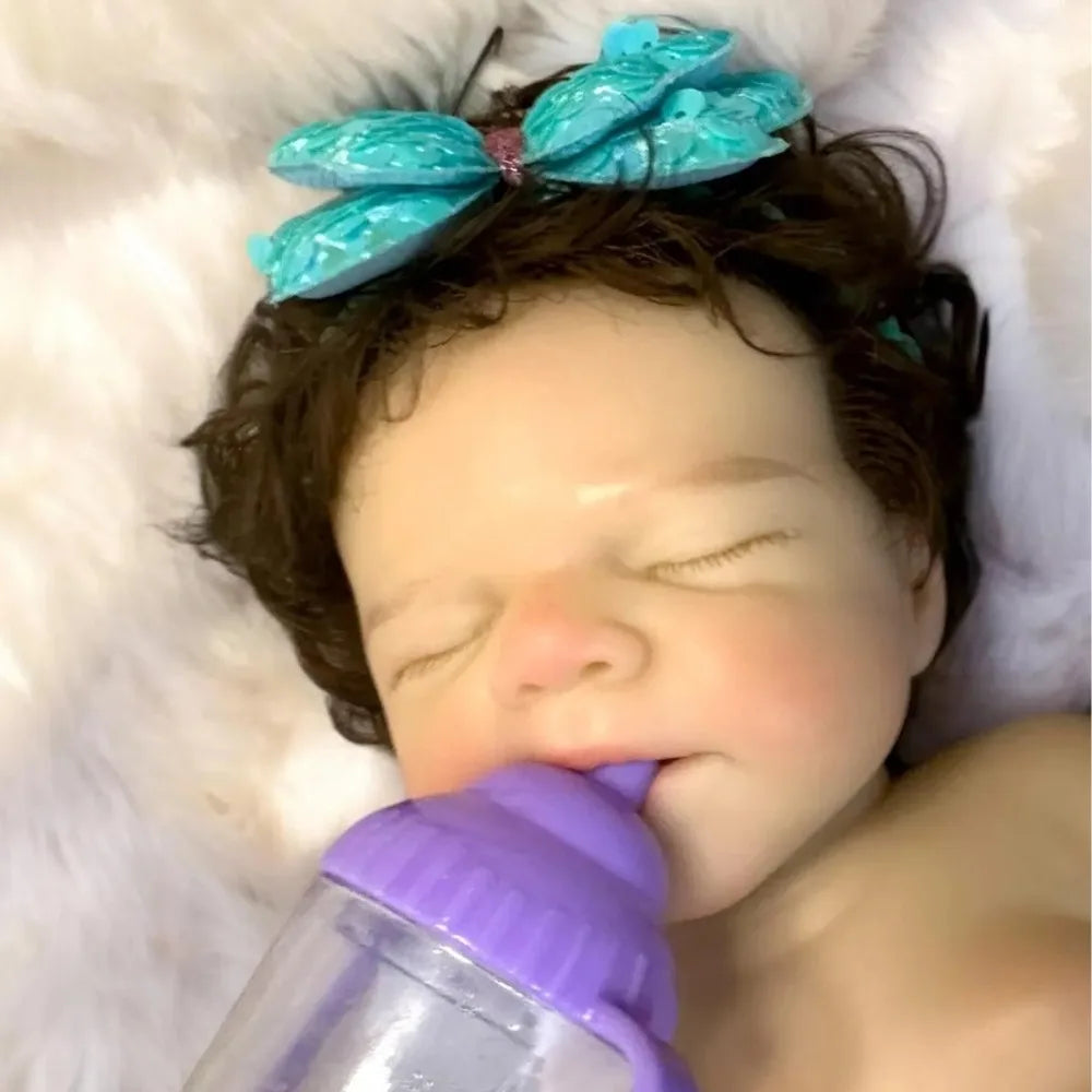 13″ Pascale Silicone Reborn Baby Girl – Curly Hair Open‑Mouth Doll