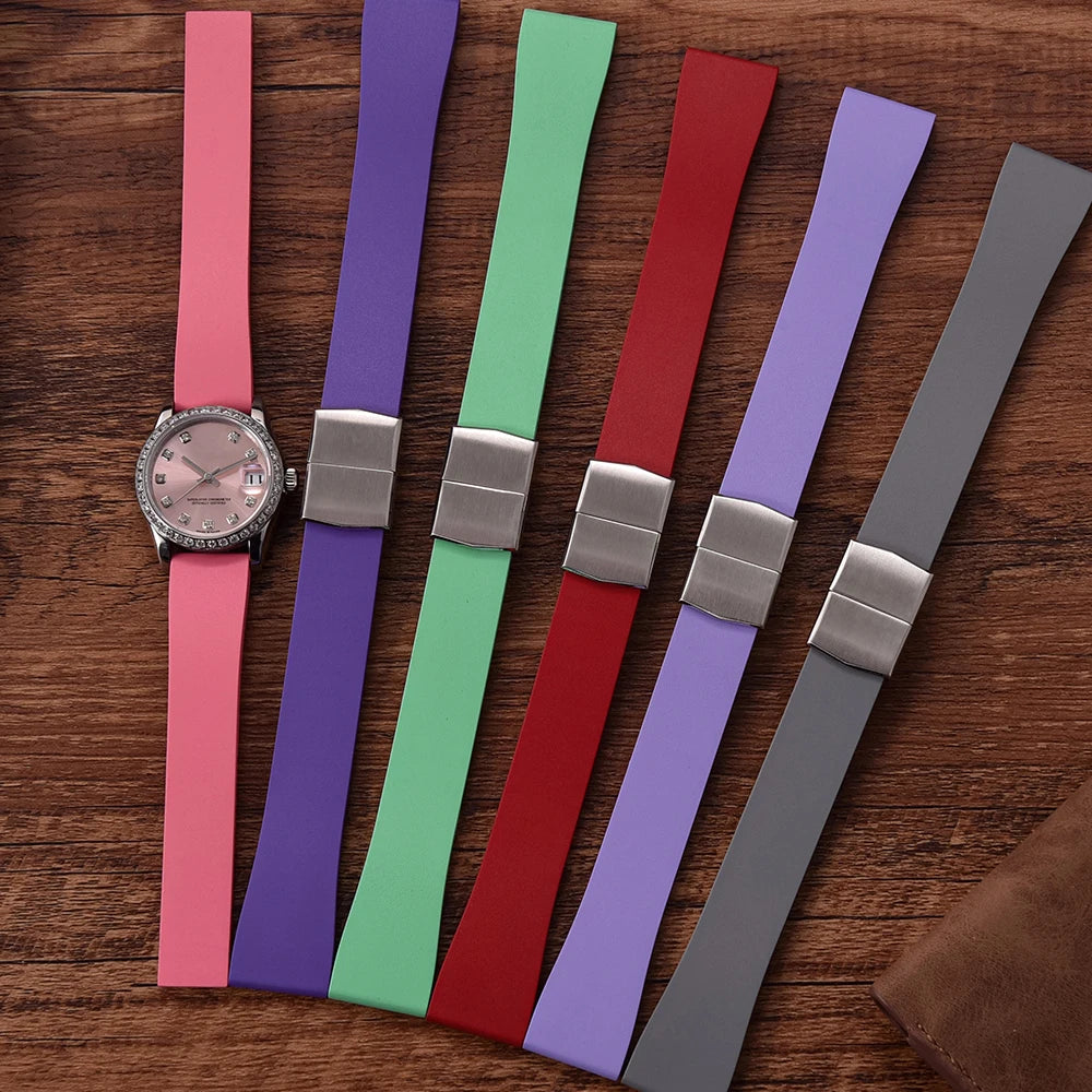 New CTS FKM Watch Strap 16mm 18mm 19mm 20mm 21mm 22mm Quick Release Butterfly Buckle Watch Band CTS Rubber Strap For Cut To Size