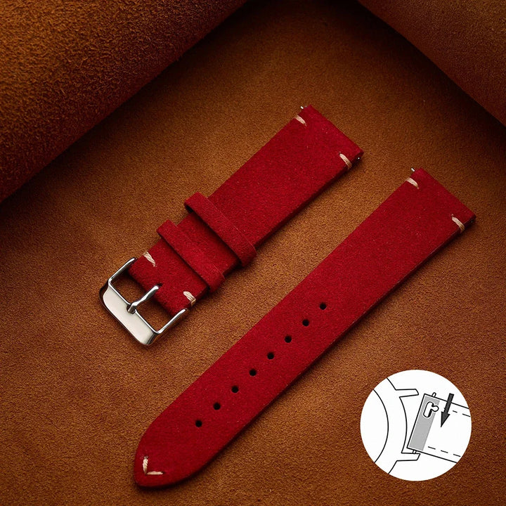 Soft Suede & Calfskin Watch Band 16–22mm (Quick Release, Brown)