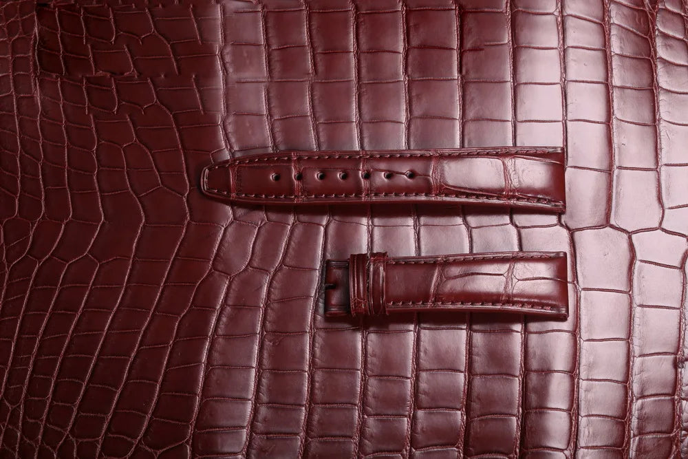 Crocodile Leather Watchbands For IWC Portugues Pilot Black Alligator Grain Handmade Straps 20mm 21mm 22mm