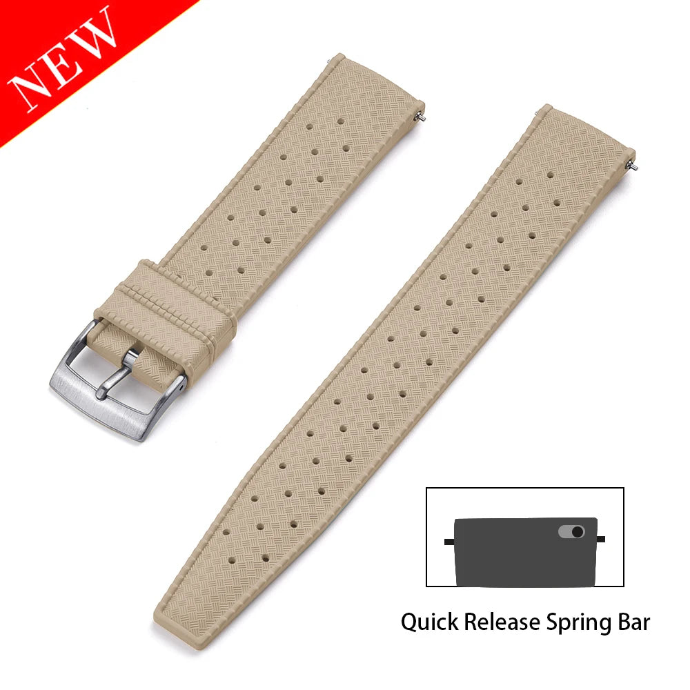 JUELONG PFAS-Approved Quick Release Tropical FKM Rubber Watch Strap 18-19-20-21-22-23-24mm Perfect Fit Flat End Universal Bands